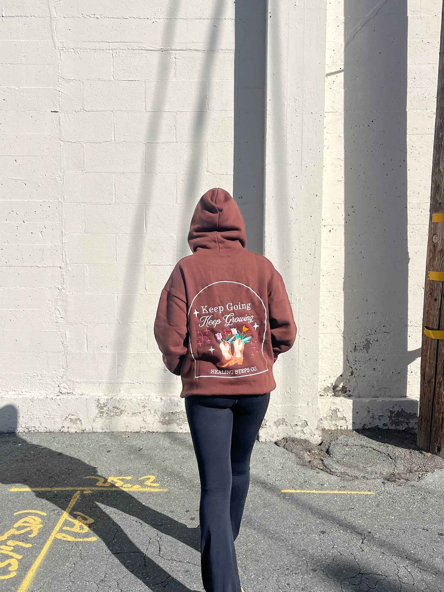 "Keep Growing" Hoodie in Brown