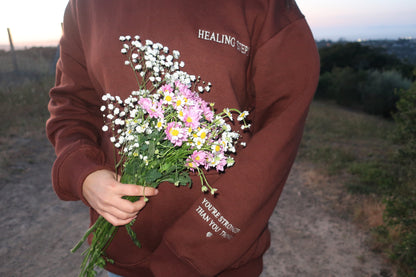 "Keep Growing" Hoodie in Brown