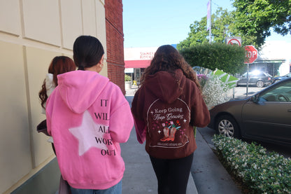 "It Will All Work Out" Hoodie in Pink